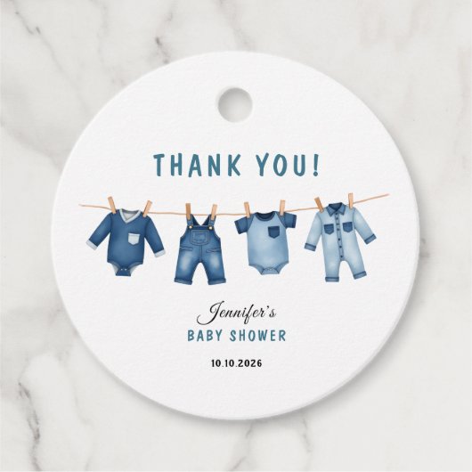 Blue Jean Baby Shower Party - Denim Theme Bedankjes Labels (Voorkant)
