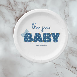 Blue Jean Baby shower servies | denimparty Papieren Bordje