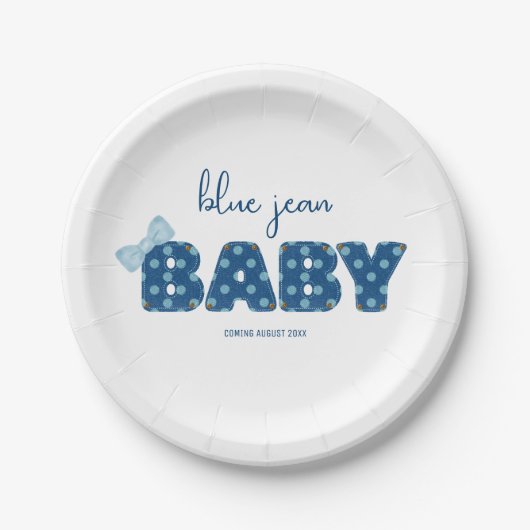 Blue Jean Baby shower servies | denimparty Papieren Bordje (Voorkant)
