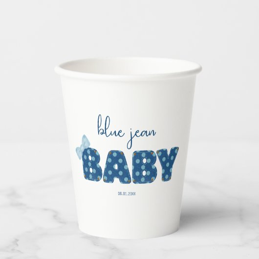 Blue Jean Baby shower servies | themafeest Papieren Bekers (Voorkant)