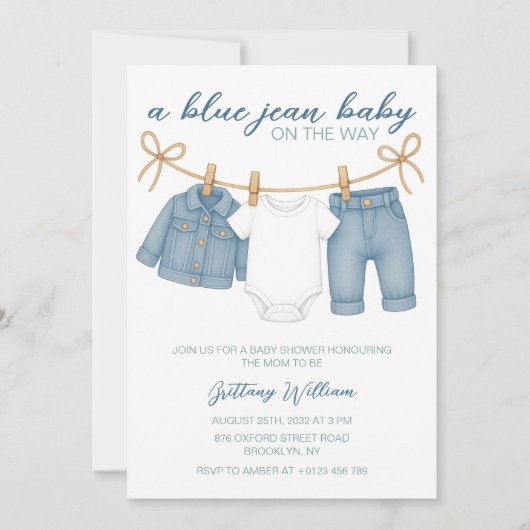 Blue Jean Baby shower voor jongens Kaart (Voorkant)