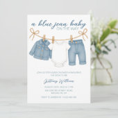 Blue Jean Baby shower voor jongens Kaart (Staand voorkant)