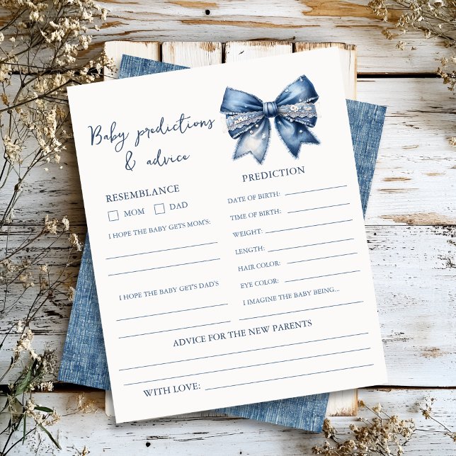 Blue Jean Baby shower Voorspellingen & Advies Blad (Creator heeft geüpload)