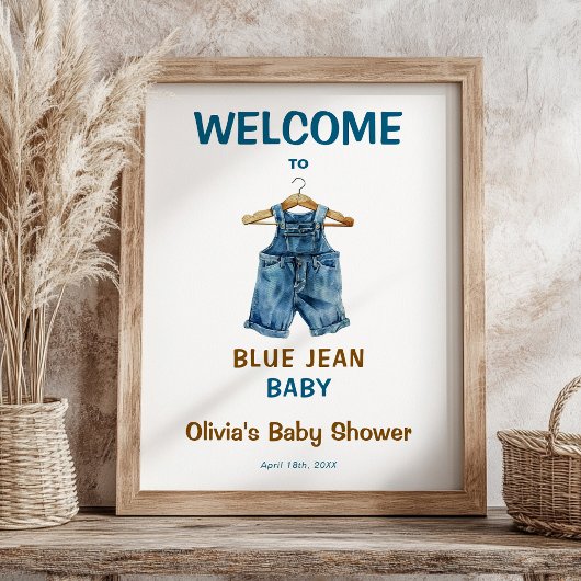 Blue Jean Baby shower welkomstbord Poster