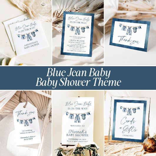Blue Jean Baby shower, Western Baby shower Papieren Bordje