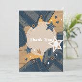 Blue Jean Baby Theme Denim Patchwork Baby shower Bedankkaart (Staand voorkant)
