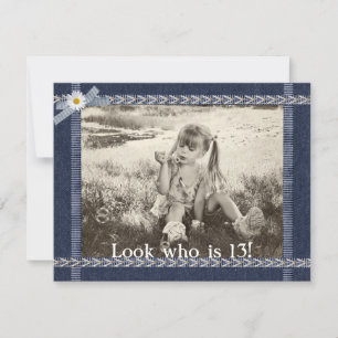 Blue Jean Birthday Invite Kaart
