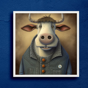 Blue Jean Bovine - Funny koe in een kostume Poster