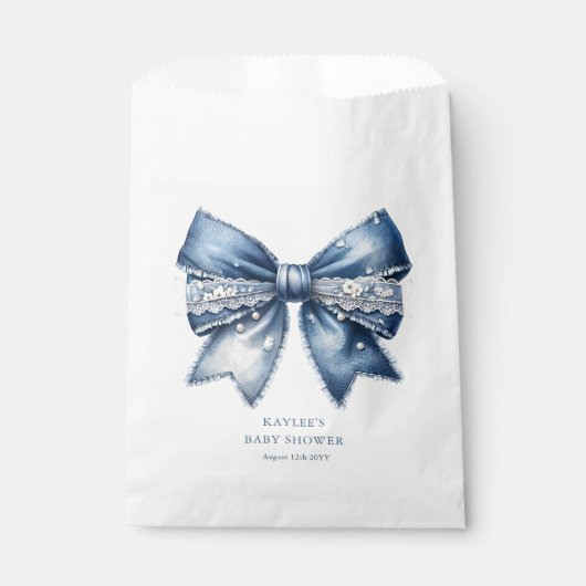 Blue Jean Bow-Baby shower Bedankzakje (Voorkant)
