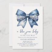 Blue Jean Bow Baby shower Kaart (Voorkant)