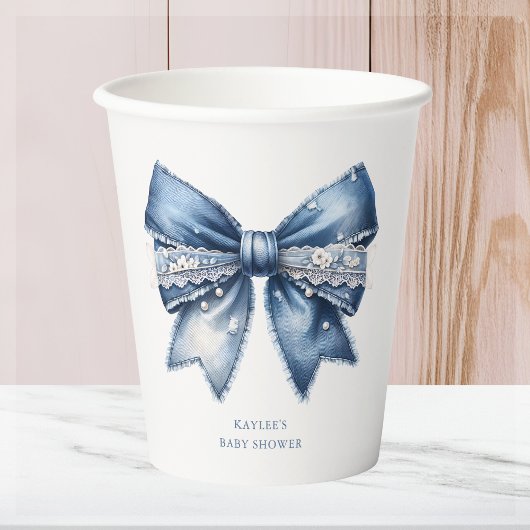 Blue Jean Bow-Baby shower Papieren Bekers