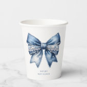 Blue Jean Bow-Baby shower Papieren Bekers (Achterkant)