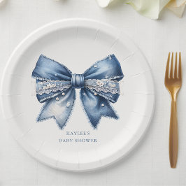 Blue Jean Bow-Baby shower Papieren Bordje