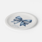 Blue Jean Bow-Baby shower Papieren Bordje (Gekanteld)