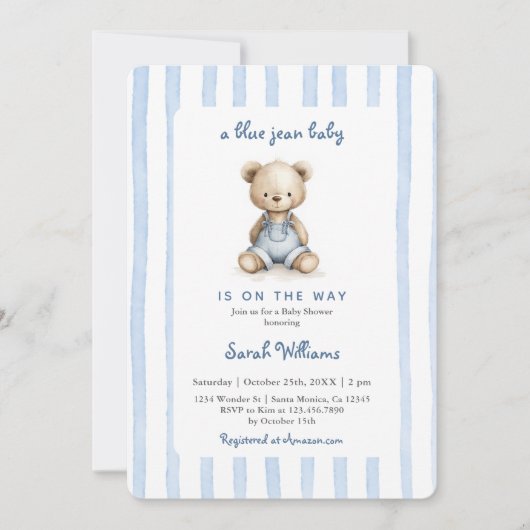 Blue Jean Boy Baby Shower Kaart (Voorkant)