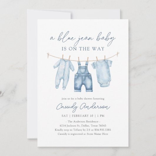 Blue Jean Boy Baby shower Kaart (Voorkant)