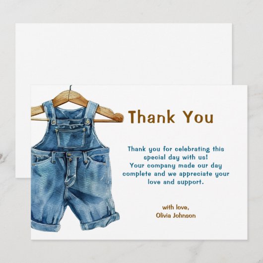 Blue Jean Boy Western Baby shower Bedankkaart (Voorkant / Achterkant)