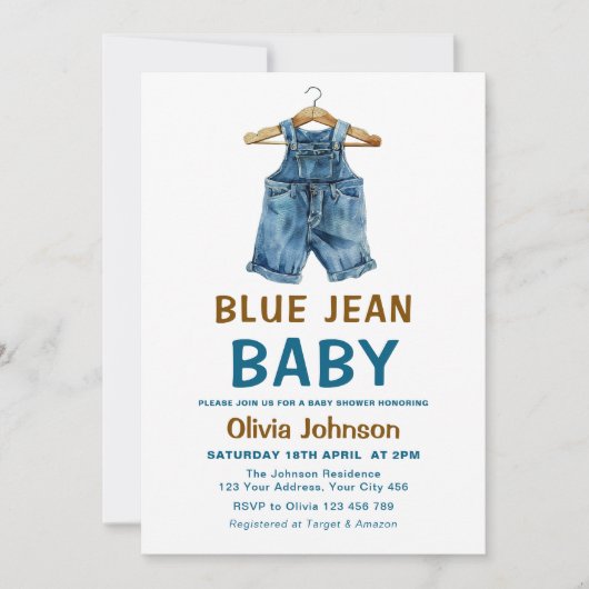 Blue Jean Boy Western Baby shower Kaart (Voorkant)