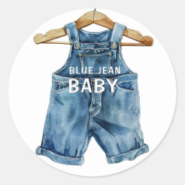 Blue Jean Boy Western Baby shower Ronde Sticker
