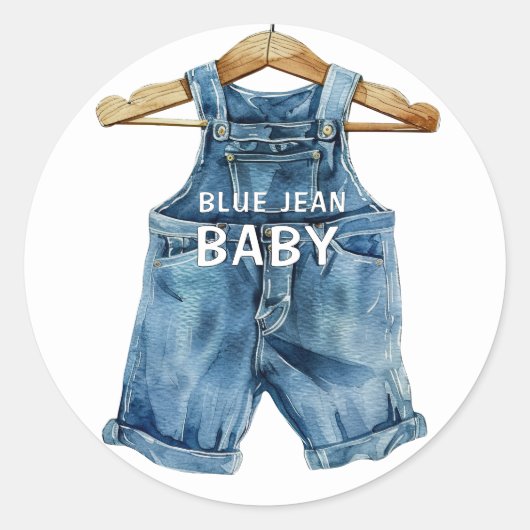 Blue Jean Boy Western Baby shower Ronde Sticker (Voorkant)