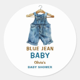 Blue Jean Boy Western Baby Shower Ronde Sticker