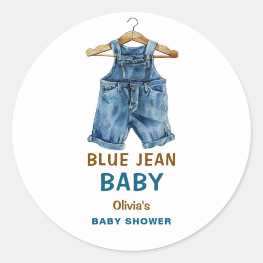 Blue Jean Boy Western Baby Shower Ronde Sticker (Voorkant)