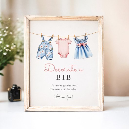 Blue Jean Decoreer een Bib Baby shower Spelbord Poster
