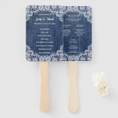 Blue Jean Denim and Lace Wedding Programme Handwaaier (Voorkant en achterkant)