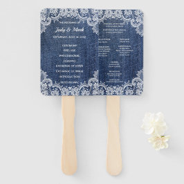 Blue Jean Denim and Lace Wedding Programme Handwaaier