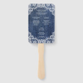 Blue Jean Denim and Lace Wedding Programme Handwaaier (Achterkant)