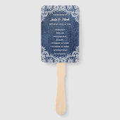Blue Jean Denim and Lace Wedding Programme Handwaaier (Voorkant)