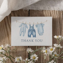 Blue Jean Denim Baby shower Bedankkaart