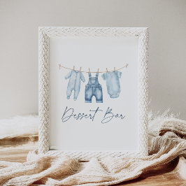 Blue Jean Denim Baby shower Dessert Bar Sign Poster