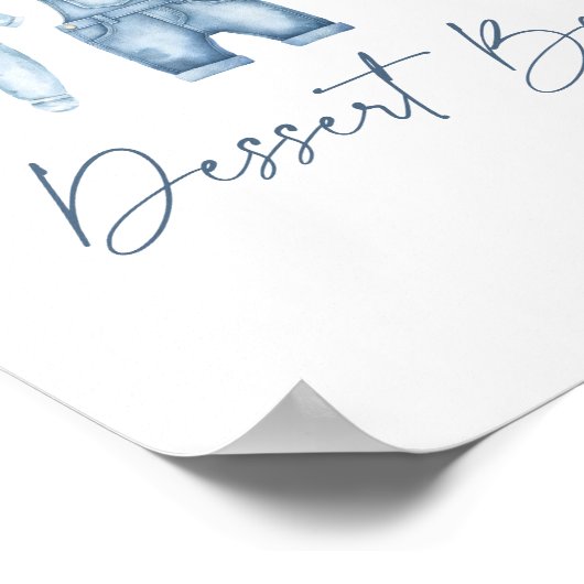 Blue Jean Denim Baby shower Dessert Bar Sign Poster (Hoek)