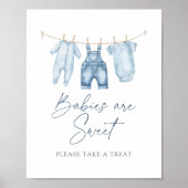 Blue Jean Denim Baby shower Dessert Sign Poster (Voorkant)