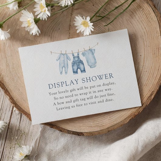 Blue Jean Denim Baby shower Display Douche Informatiekaartje