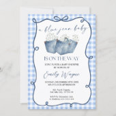 Blue Jean Denim Baby Shower Invitation Kaart (Voorkant)