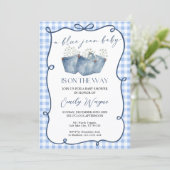 Blue Jean Denim Baby Shower Invitation Kaart (Staand voorkant)