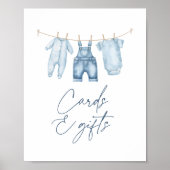 Blue Jean Denim Baby shower Kaarten en geschenken Poster (Voorkant)