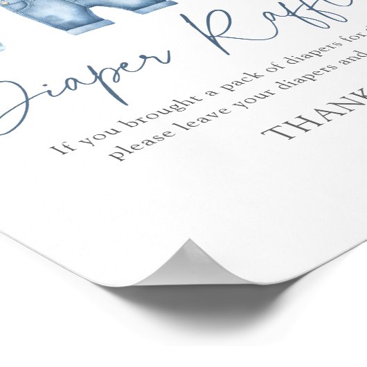 Blue Jean Denim Baby shower Luier Raffle Sign Poster (Hoek)