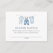 Blue Jean Denim Baby shower Luier Raffle Ticket Informatiekaartje (Voorkant)
