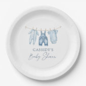 Blue Jean Denim Baby shower Papieren Bordje (Voorkant)