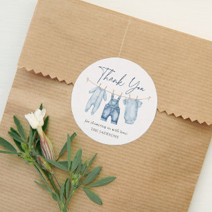 Blue Jean Denim Baby shower Ronde Sticker