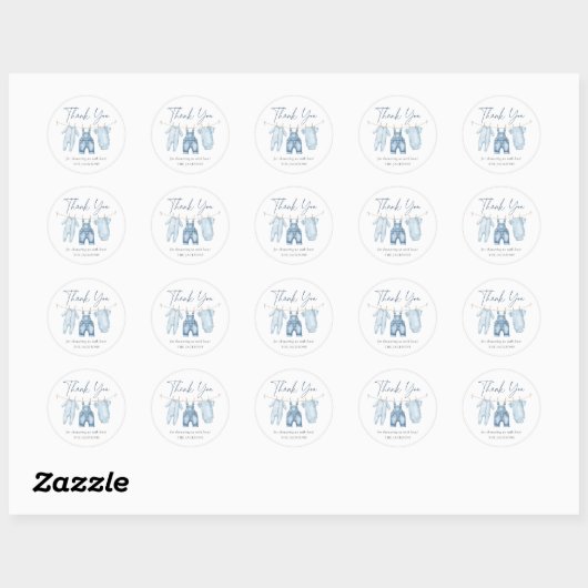 Blue Jean Denim Baby shower Ronde Sticker (Vel)