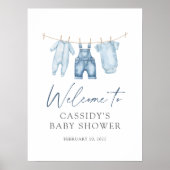 Blue Jean Denim Baby shower Welkomstbord Poster (Voorkant)