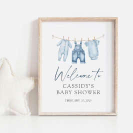 Blue Jean Denim Baby shower Welkomstbord Poster