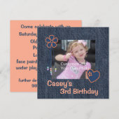 Blue Jean Denim Birthday Uitnodiging (Voorkant / Achterkant)