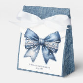 Blue Jean Denim Bow Baby shower Bedankdoosjes (Voorkant Zijde)