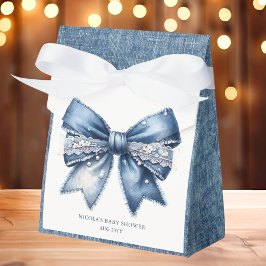 Blue Jean Denim Bow Baby shower Bedankdoosjes