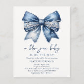 Blue Jean Denim Bow Baby shower Uitnodiging (Voorkant)